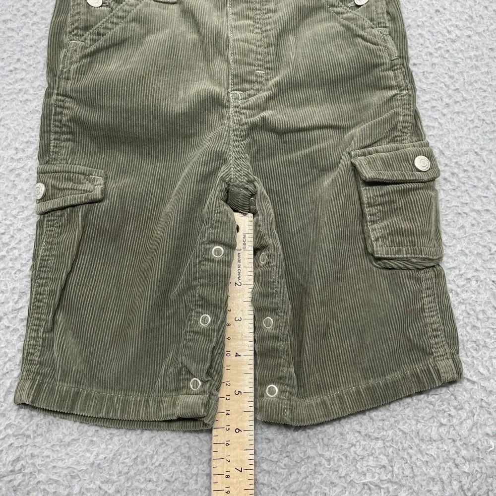 Old Navy Corduroy Bibs Baby 6/12 month Green Cargo Overalls Pockets Pants Unisex